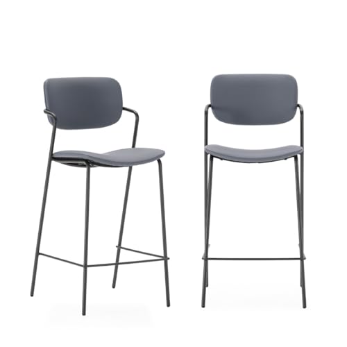 Tabouret îlot central 66 cm stable lot de 2 noir MAIKA - 2