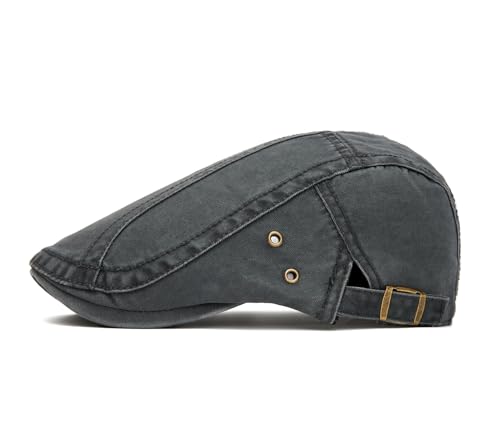 Image of Quanhaigou Unisex Denim Newsboy Hats Flat Ivy Gatsby Cabbie Driving Berets Hat Cotton Dad Cap for Men Women