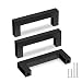 10Pack Black Square Bar Cabinet Pull Drawer Handle Goldenwarm Stainless Steel Modern Hardware for Kitchen Bathroom Cabinets Cupboard,Center to Center 3in (76mm) Modern Matte Black Drawer Pulls