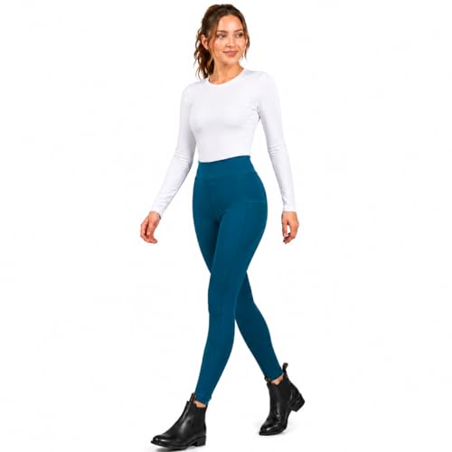 Image of Avon Equine Women's Winter Riding Tights Phone Pocket Premium and Comfortable 4 Way Stretch Fabric Ladies Tights Indigo L