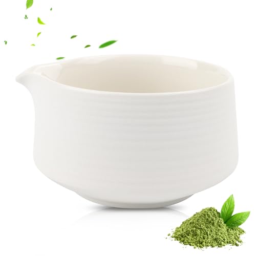 SUPRROW Matcha Schale Mit Ausgießer, Matcha Schüssel, Traditionelle Porzellan Matcha Tasse 560 Ml Für Teestoom Kitchen Anfänger Matcha Latte