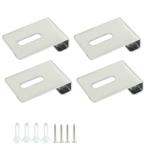 Image of Bivethoi 8 PCS Metal Mirror Clips, Silver, 1 /4 Inch | Mirror Holder Clips, Heavy Mirror, Frameless Mirror Clips, Wall Mounting Hanger, Mirror Hanging Hardware Kit