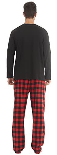 YUSHOW Mens Pajama Set Long Sleeve Henley Neck Button Top Plaid Pants Soft Warm Loungewear Sleepwear Set2