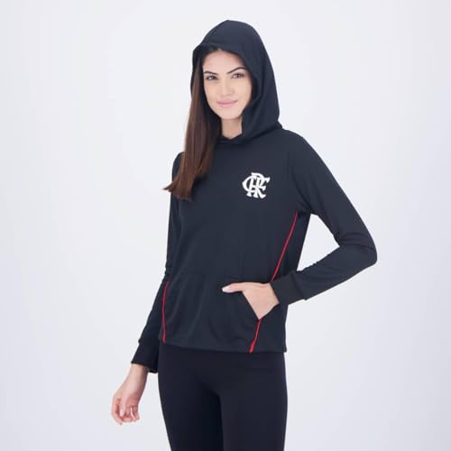 Blusão com Capuz Flamengo Feminina Rain Preta GG