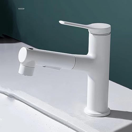 Robinet d'évier extractible blanc monotrou eau chaude et froide TYKHGFS