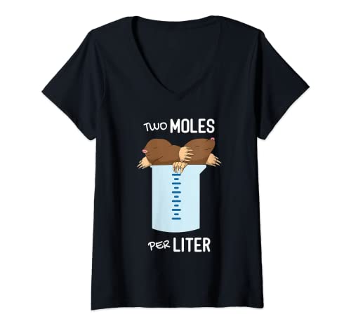 Womens Two Moles Per Liter - Measurement Funny Chemistry Science V-Neck T-Shirt