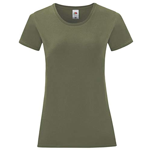 Fruit of the Loom Ladies Iconic T-Shirt Größe S - XXL, Größe:XL, Farbe:Oliv
