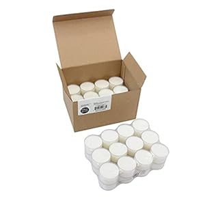 Stonebriar 48 Count White Unscented Smokeless Long Burning Clear Cup Tea Light Candles with 8 Hour Burn Time