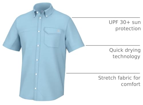 Image of HUK Men's Tide Point Kc Scott Original Artwork Short Sleeve Shirt, Fishing Button Down