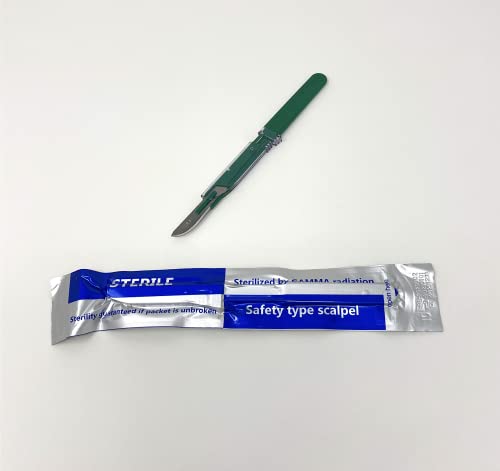 Disposable Safety Scalpels Sterile Surgical Blade Size 10 Stainless Steel with Plastic Handle & Metric Line Individually Foil Wrapped by P&P MEDICAL SURGICAL Box of 10