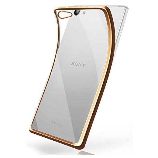 moex Transparente Silikonhülle im Chrome-Style kompatibel mit Sony Xperia Z5 Compact | Flexibler Schutz mit Hochglanz Metallic Rahmen, Gold