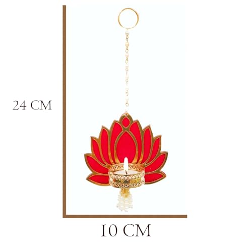 Jaipur Ace Decorative Diwali Tealight Diya | Handmade Candles Set for Home Decoration | Diya for Laxmi Pooja | Floor Decoration (Lotus Hanging With Tea Light)