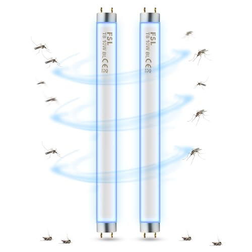 FSL T8 F10W BL Bombilla de repuesto para lámpara de mata mosca, tubo UV de 34,5 cm para asesino de mosquitos/asesino de insectos de 20 W (2 piezas)