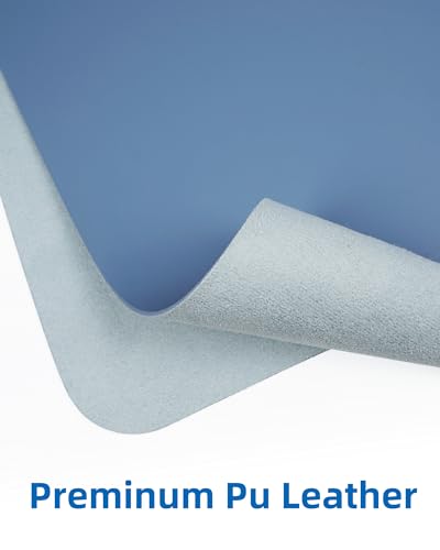 Image of Leather Desk Pad Blotter,Mouse Pad,Office Desk Mat, Non-Slip PU Leather Desk mat,Large Desk mat,Waterproof Keyboard mat for Office /Home /Decor (Grey Blue,31.5 inch x 15.7 inch)