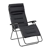 Lafuma MOBILIER   Fauteuil Matelassé Relax Zéro Gravité RSX Clip XL   Chaise Longue Multiposition Pliante Jardin et Intérieur   Toile AirComfort® Résistante   Tout Confort, France   Noir Acier
