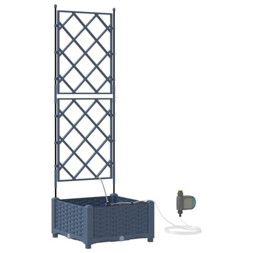 vidaXL Macetero de Jardín Gris 120 x 120 x 142 cm Acero, Caja de Acero Moderna, Decoración Resistente, Macetero Rectangular, Jardinería Urbana, Accesorios para Balcón