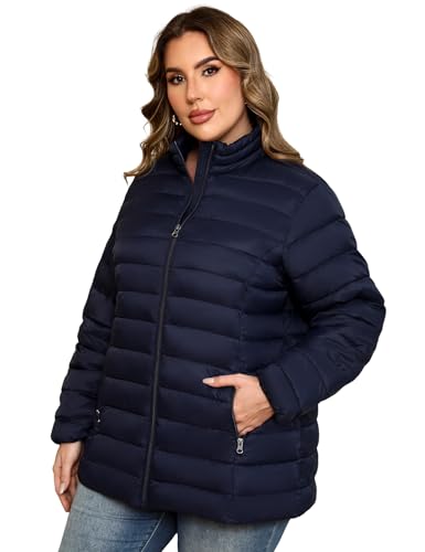 MIDNIGHTSUN Plus Size Women’s Navy Puffer Jacket: Lightweight, Packable & Cozy for All Seasons - Image 2