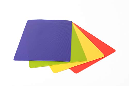 Image of Dexas 6094PK Heavy Duty Grippmat Flexible Mini Cutting Board Set of Four, 5.5 x 8, Blue, Green, Yellow, Red