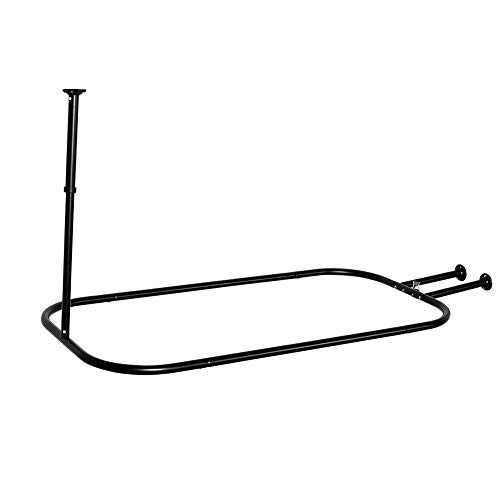 PrettyHome Shower Curtain Rod Hoop Square Shape Bathroom Heavy Duty No Rust Oval Shower Rod 58.3"x24" for Clawfoot Tub,for Free Standing Tubs Brushed Nickel