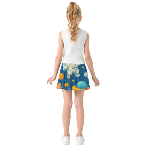 Cute Cartoon Corgis Astronauts Tennis Skirts Toddler Preppy Athletic Shorts Girls Skorts Cheer Skirt 4t4