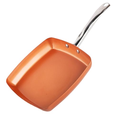Licsaliwe Sartén cuadrada antiadherente, sartén de inducción con mango de acero inoxidable, apta para horno y lavavajillas/9, 5 pulgadas