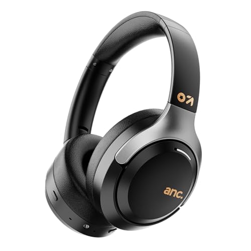 Image of GOBOULT Anchor Bluetooth Wireless Over Ear Headphones with Mic, Active Noise Cancellation, 72H Playtime, AUX, Type-C Fast Charging, 40mm Bass Drivers, ANC Headphones