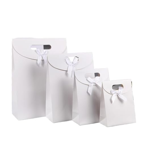 Sac en papier avec poignée blanc boîte emballage kraft pour cadeau 12 pcs