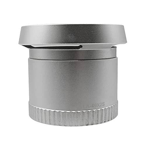 Tubo Adaptador de Filtro para Lente de Metal LA-49X2S con Sombrilla para Lente de 49 mm para Cámaras Leica X1 y X2, Color Plata miniatura 1