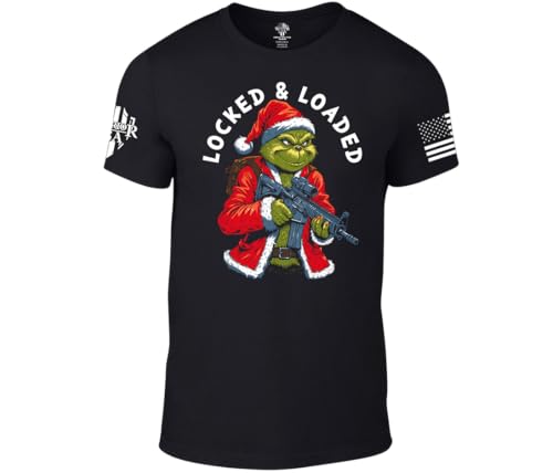 Warrior USA Locked & Loaded Shirt - Cotton Blend, Screen Printed in The USA, American Made, Regular Fit, Black, XX-Large