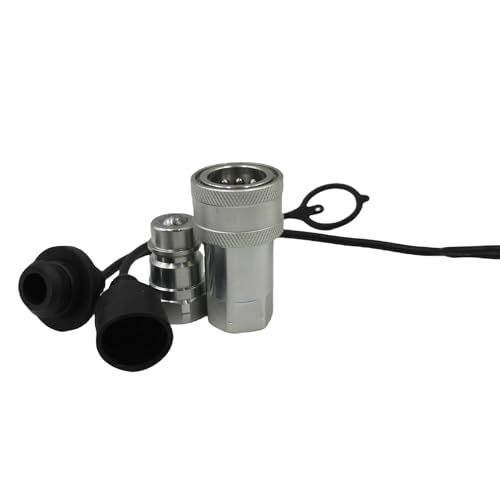 Image of 2-Set 1 /2 inch Ag ISO5675 Carbon Steel Hydraulic Quick Disconnect Coupling Ball Valve,Pioneer Type with Black and Green Colour Dust Cap