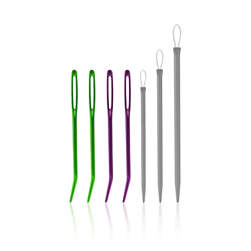 7 Piezas Agujas de Costura a Mano, Acero Inoxidable Aguja Roma Aguja de Tapicería Aguja de Lana Aguja de Macramé Agujas de Tejer de Costura para Proyectos de Ganchillo (3 Estilos)