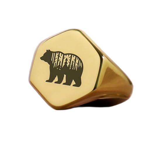Bague ours des forêts hypoallergénique en argent et or pour peau sensible