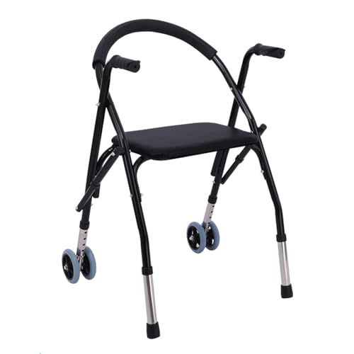 BK Fudid Rollator Walker with Seat and Wheels, Folding Walker for Seniors with Protection,Height Adjustable Stand Up Walker, Heavy Metal Frame Backrest, Upright Walkers for Seniors