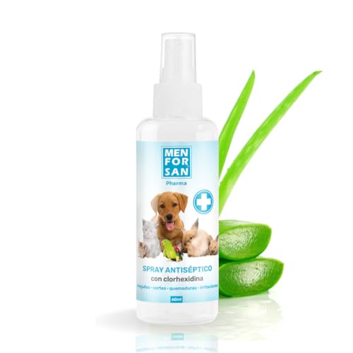 MENFORSAN Spray Antiséptico con Clorhexidina para Animales | Desinfectante de heridas | Acción Hidratante y Reparadora | Protector de la Piel | 60ml