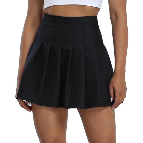 Image of Girls Pleated Skirts Tennis Skirt with Shorts High Waisted Mini Skort | Side Zipper, A-Line Cut,Stretchy Back Elastic Waistband, Athletic Golf Skorts, Uniform, Casual, Festival Outfit