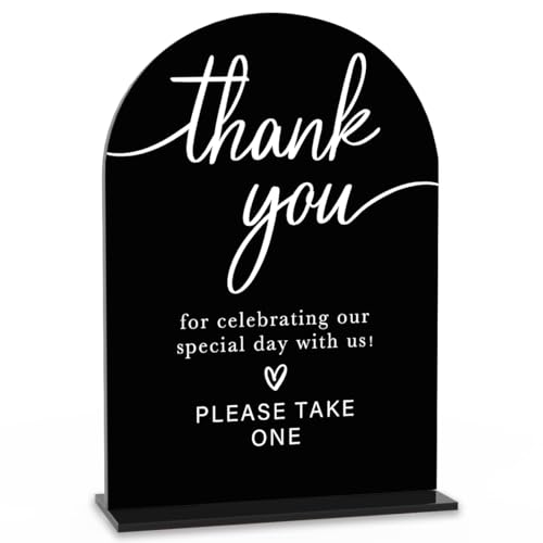 Acrylic Wedding Sign Thank You Sign for Wedding Wedding Signs for Ceremony Modern Calligraphy Arch Acrylic Table Top Sign for Wedding Reception and Event Party Table(black）