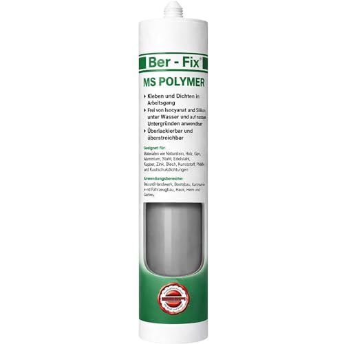 Ber-Fix MS Polymer Kleber Beton-Grau 440g – Hochwertiger Montagekleber für Stein, Beton & Aluminium, frostsicher & UV-beständig