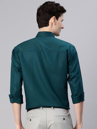 Image of Majestic Man Men's Solid Cotton Blend Textured Wrinkle-Resistant Slim Fit Easy Iron Formal Shirt