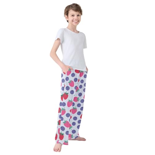 Boys' Pants Strawberry Blueberry Fruit Long Bottoms Jogger Pants Elastic Waist Trousers with Pockets S-XL4