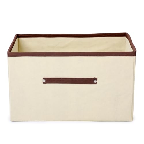Image of Foldable Clothes Storage Box - Large Capacity Fabric Organizer for Wardrobe, Closet Under Bed | Non Woven Storage Bins Basket with Handles for Clothes, Toys (Ivory, Pack Of 1)