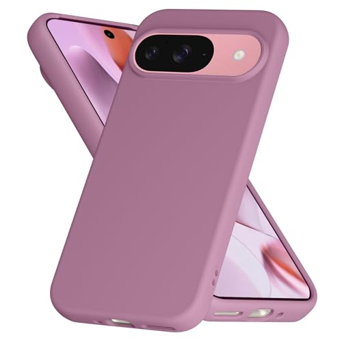 Image of Tobfit Silicone Case for Google Pixel 9 & Google Pixel 9 Pro - Soft Flexible Skin-Friendly Shockproof Protective Matte Cover - Rose Purple
