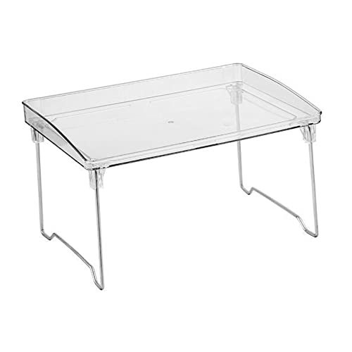 Betued Transparent Kitchen Shelves, Stackable Countertop Storage, Folding Shelf Organizer, Plastic Tabletop Rack
