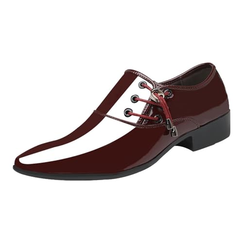Oxford Shoes for Men Men's Classic Pointed Toe Dress Shoes Slip-On Patent Leather Oxford Wedding Shoes for Formal Events