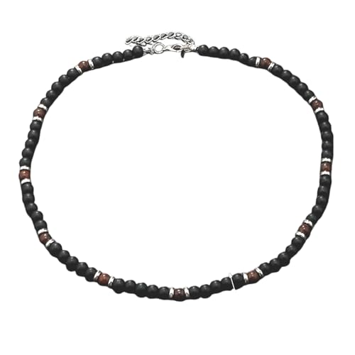 Collier homme pierre naturelle de tigre design minimaliste haut de gamme