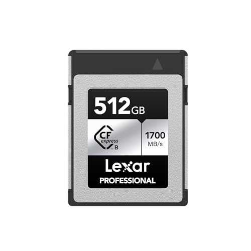Lexar 512 GB Professional Silver SE CFexpress Typ B Speicherkarte, für Fotografen, Videofilmer, bis zu 1700/1250 MB/s, 8K Video (LCXEXSE512G-RNENU)