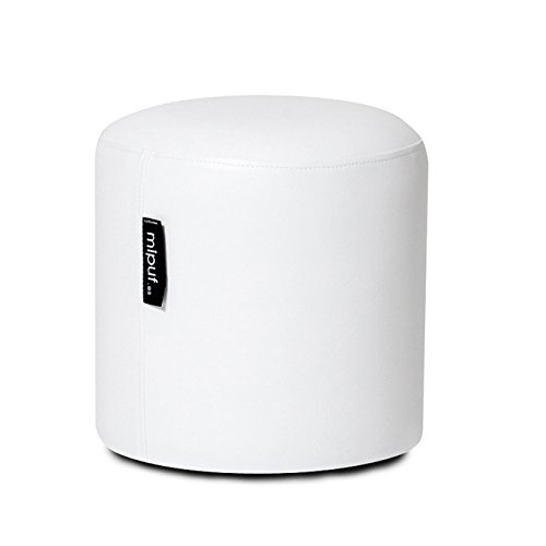 MiPuf - Puff Taburete Original Tamaño 40x40x40 - Polipiel - Color Blanco