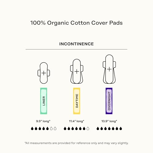 Image of The Honey Pot Company - Cotton Comfort - Overnight Incontinence Pads | Organic Cotton Cover w /Wings - Bladder Leak Control - No Fragrance, Ultra-Absorbent Pulp Core - Feminine Care - 64ct