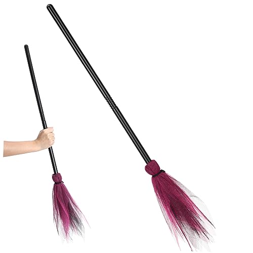 COLLBATH Halloween Broom Wedding Broom for Jumping Accessoire De Retractable Broom Witches Broom Kid Witch Broom Witch Broom for Halloween Wizard Broom Stick Mini Besom Which Mesh Rosy