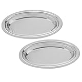GOOHOCHY 2個 加厚ステンレス楕皿 耐錆強化メタルプレート ホテル家用スナックデザート皿