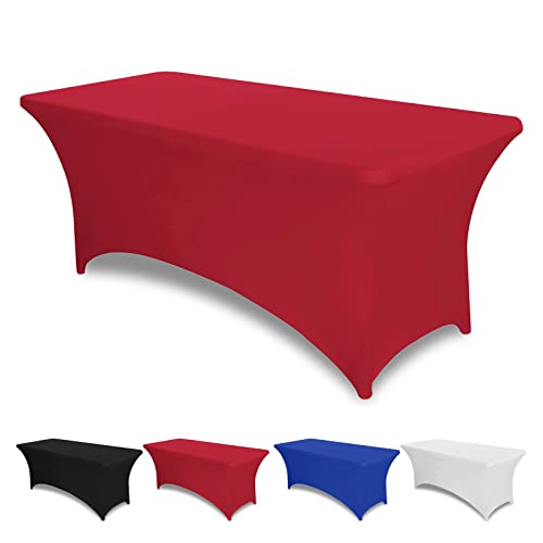 El Mejor Listado de Mantel rojo , tabla con los diez mejores. 39 YOU ER MEI Mantel Rectangular de Lino de Elastano de 6 pies de sin Arrugas, Funda Ajustable para Mesa Plegable de 6 pies para Banquetes de Boda (Rojo)